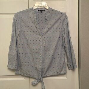 Brooks Brothers 346 Pattern Button Down Blouse with Front Waist Tie Size 8
